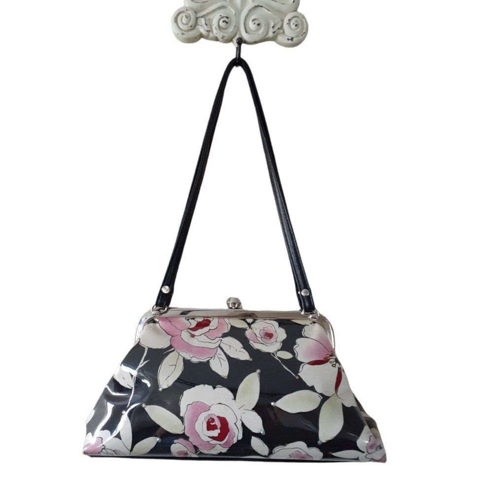 🤑🤑Sale🤑🤑 Large Clutch Clear Vinyl Covered Floral Print Purse